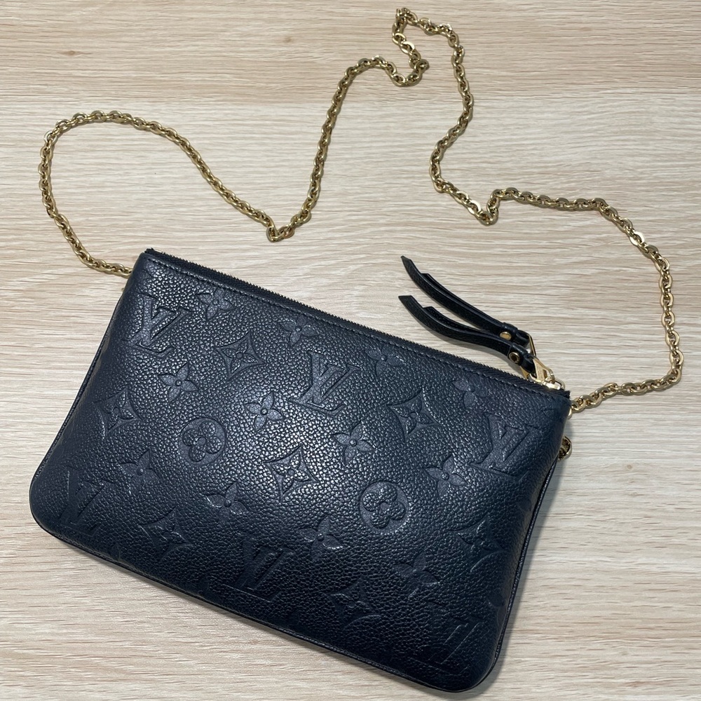 Louis Vuitton Black Embossed Clutch with Gold Chain - Picture 7 of 11